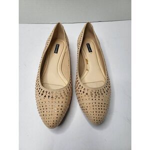 Alex Marie Tan Ballet Flats Shoes Womens 8.5M Laser Cut Rhinestones